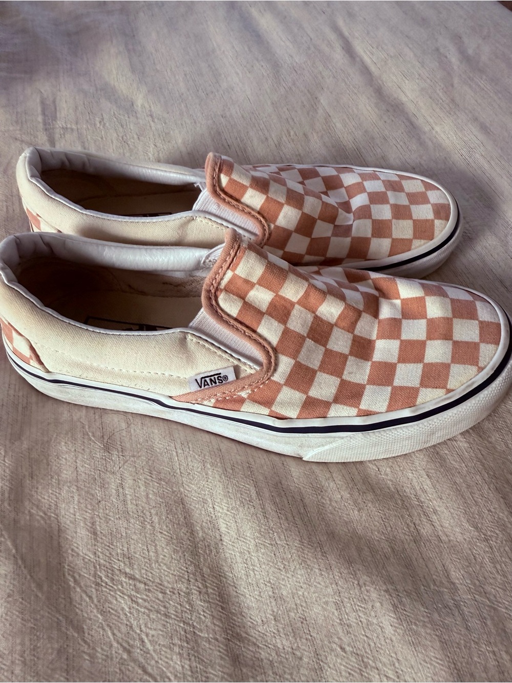 Vans  Slip-On Checkerboard Sneakers in blush